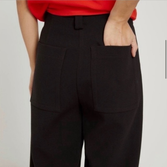 NWT Frank & Oak The Alice Straight Leg Trousers Utility Pockets Black Size 4 - Picture 3 of 10